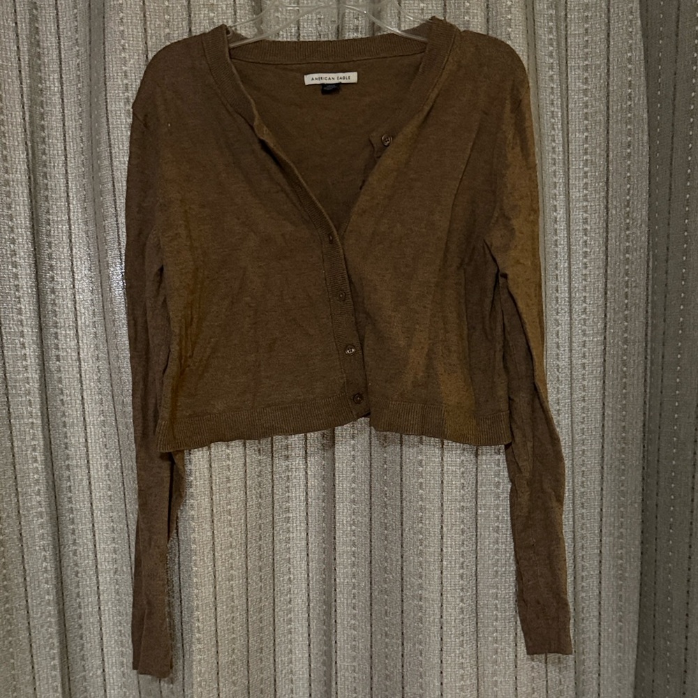 American Eagle Brown Knit Crewneck Sweater